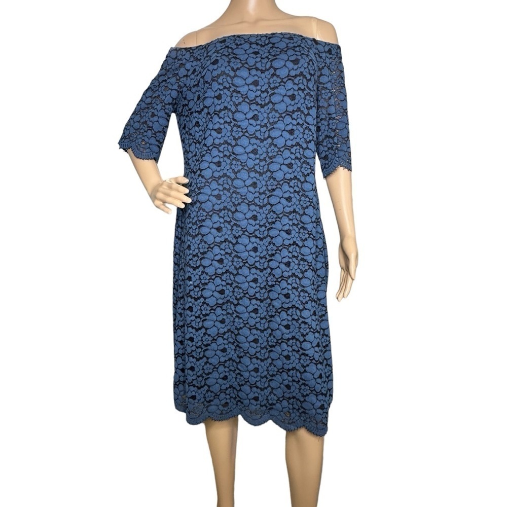 Lark & Ro blue & black lace dress, NWOT, 14